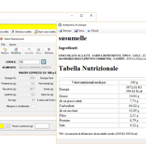 creare tabelle nutrizionali